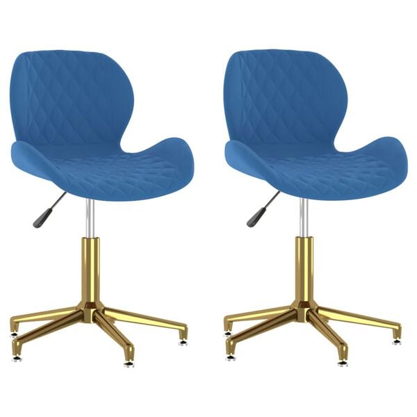 vidaXL Chaises pivotantes &agrave; manger lot de 2 bleu velours