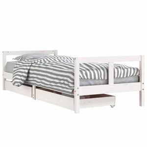 vidaXL Cadre de lit enfant tiroirs blanc 80x200 cm bois de pin massif