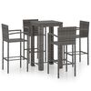 vidaXL Ensemble de bar d'ext&eacute;rieur 5 pcs accoudoir R&eacute;sine tress&eacute;e Gris