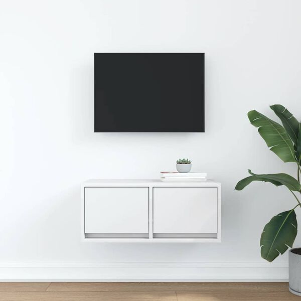 vidaXL Meuble TV blanc 60x31x25,5 cm bois d'ingénierie