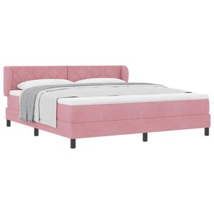 vidaXL Lit &agrave; ressorts avec t&ecirc;te de lit Rose 180 x 200 cm Velours