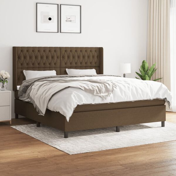 vidaXL Sommier &agrave; lattes de lit avec matelas Marron fonc&eacute; 180x200 cm