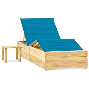 vidaXL Chaise longue de jardin avec table et coussin Pin impr&eacute;gn&eacute;