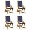 vidaXL Chaises pliantes 4 pi&egrave;ces en bois massif d'acacia et textil&egrave;ne