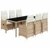 vidaXL Ensemble de bistro de jardin 7 pcs coussins beige poly rotin
