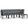 vidaXL Salon de jardin 5 pcs noir et gris r&eacute;sine tress&eacute;e