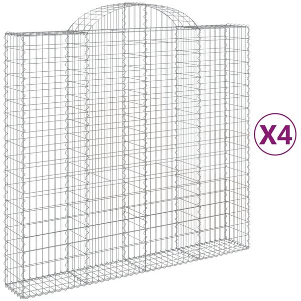 vidaXL Paniers à gabions arqués 4 pcs 200x50x180/200 cm Fer galvanisé
