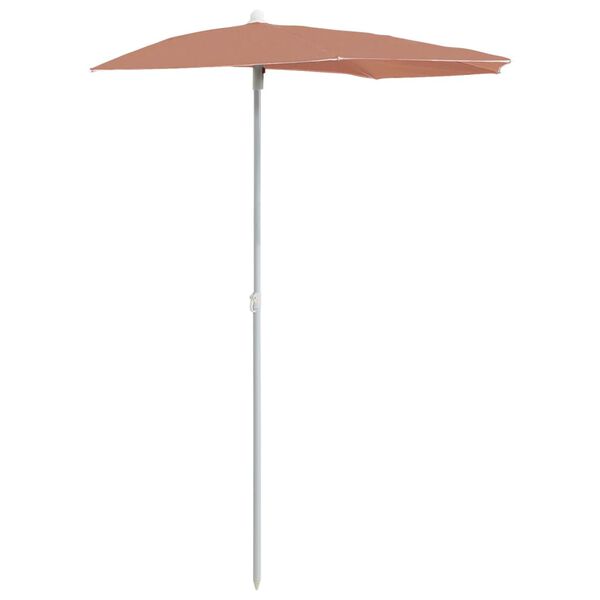 vidaXL Demi-parasol de jardin avec m&acirc;t 180x90 cm terre cuite