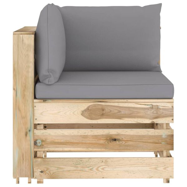 vidaXL Salon de jardin 6 pcs avec coussins Bois impr&eacute;gn&eacute; de vert