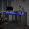 vidaXL Bureau et lumières LED gris béton 130x130x91cm bois ingénierie