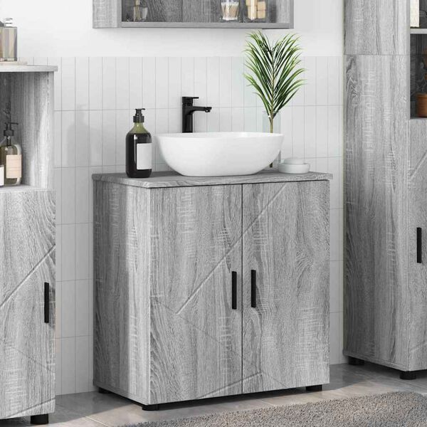 vidaXL Cabinet de salle de bain avec porte Gris Sonoma 61 x 35 x 64 cm