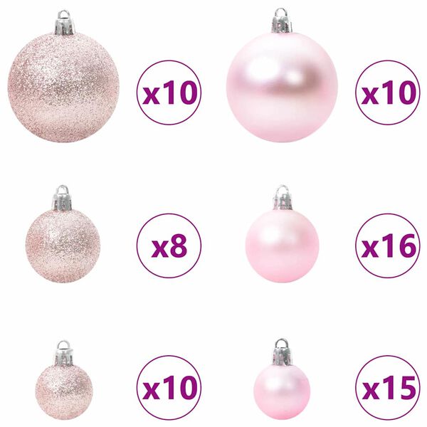 vidaXL Ensemble de Boules de No&euml;l avec 300 LED 120 pcs Rose Plastique