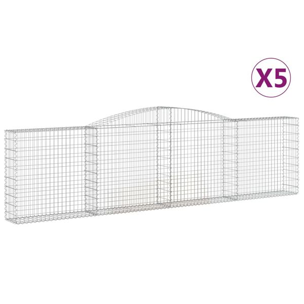 vidaXL Paniers &agrave; gabions arqu&eacute;s 5 pcs 400x30x100/120 cm Fer galvanis&eacute;