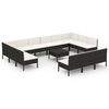 vidaXL Salon de jardin 14 pcs avec coussins R&eacute;sine tress&eacute;e Noir