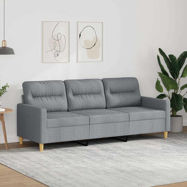 vidaXL Canap&eacute; &agrave; 3 places Gris clair 180 cm Tissu