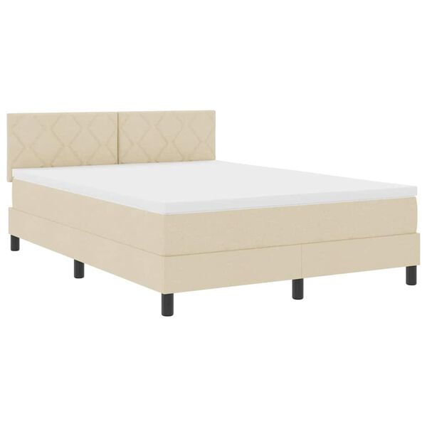 vidaXL Lit &agrave; ressorts avec matelas Cr&egrave;me 160 x 200 cm tissu