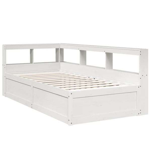 vidaXL Lit bibliothèque sans matelas blanc 75x190cm bois de pin massif