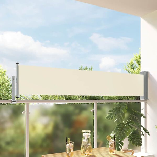 vidaXL Auvent lat&eacute;ral r&eacute;tractable de patio 60x300 cm Cr&egrave;me