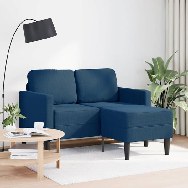 vidaXL Canap&eacute; 2 places avec m&eacute;ridienne en L bleu 125 cm tissu