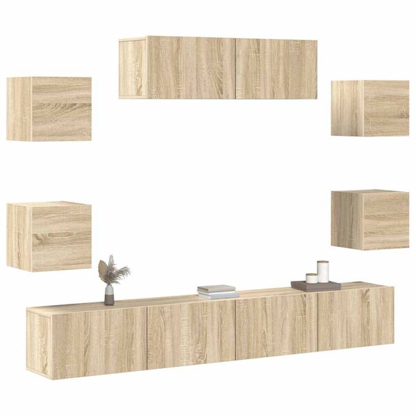 vidaXL Ensemble de meubles TV 7 pcs Ch&ecirc;ne sonoma Bois d'ing&eacute;nierie
