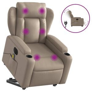 vidaXL Fauteuil inclinable de massage électrique cappuccino similicuir