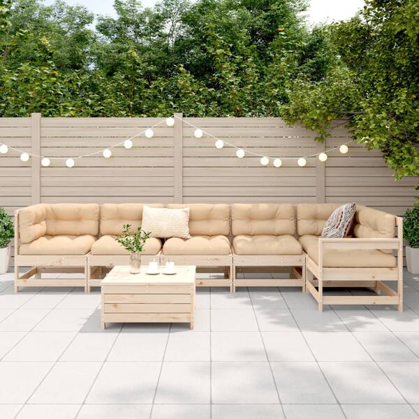 vidaXL Salon de jardin 7 pcs bois de pin massif