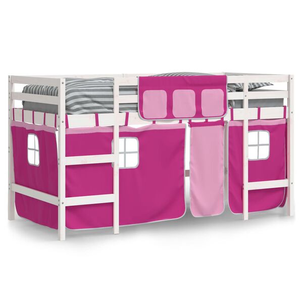 vidaXL Lit mezzanine enfants avec rideaux sans matelas rose 80x200cm