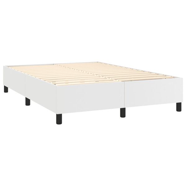 vidaXL Sommier &agrave; lattes de lit avec matelas Blanc 140x190cm Similicuir
