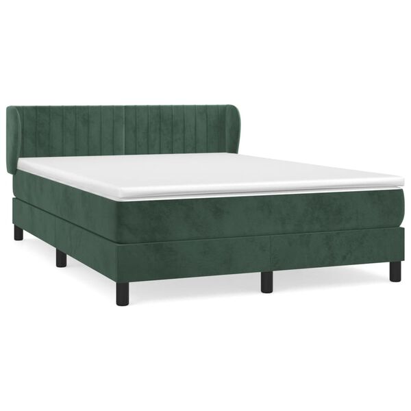 vidaXL Sommier &agrave; lattes de lit et matelas Vert fonc&eacute; 140x200cm Velours