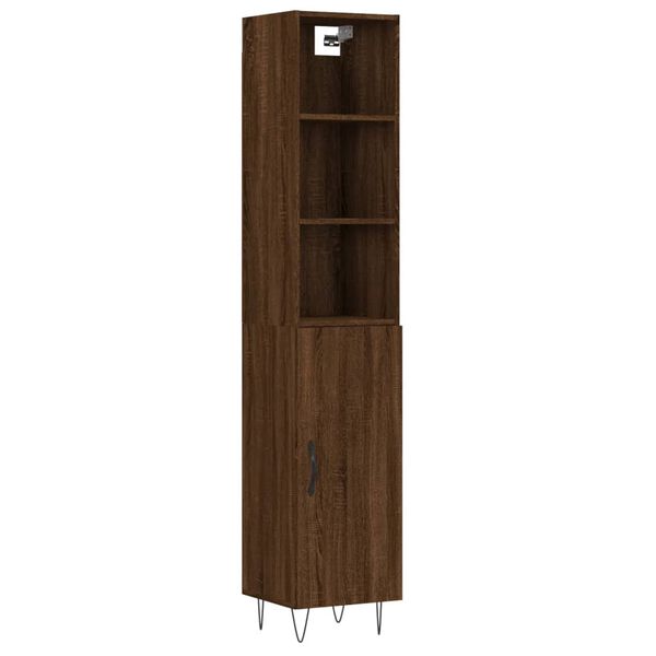 vidaXL Buffet haut Ch&ecirc;ne marron 34,5x34x180 cm Bois d'ing&eacute;nierie