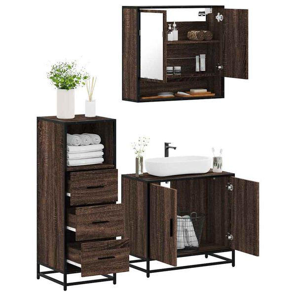 vidaXL Ensemble de meubles de salle de bain 3 pcs Chêne marron