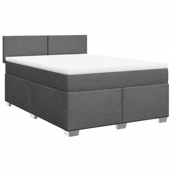 vidaXL Sommier à lattes de lit avec matelas Gris foncé 140x200cm Tissu