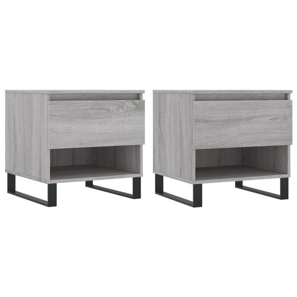 vidaXL Tables basses 2 pcs sonoma gris 50x46x50 cm bois d'ing&eacute;nierie