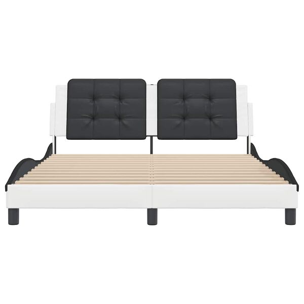 vidaXL Cadre de lit sans matelas Zadar blanc et noir 160x200 cm similicuir