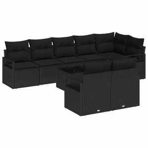 vidaXL Ensemble de canap&eacute; de jardin avec coussin 9 pcs Noir polyrotin