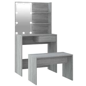 vidaXL Ensemble de coiffeuse avec LED Sonoma gris Bois d'ing&eacute;nierie