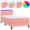vidaXL Sommier &agrave; lattes de lit avec matelas et LED Rose 90x190 cm
