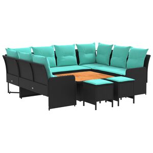 vidaXL Ensembles de meubles 8 pc Noir et turquoise Rotin PE