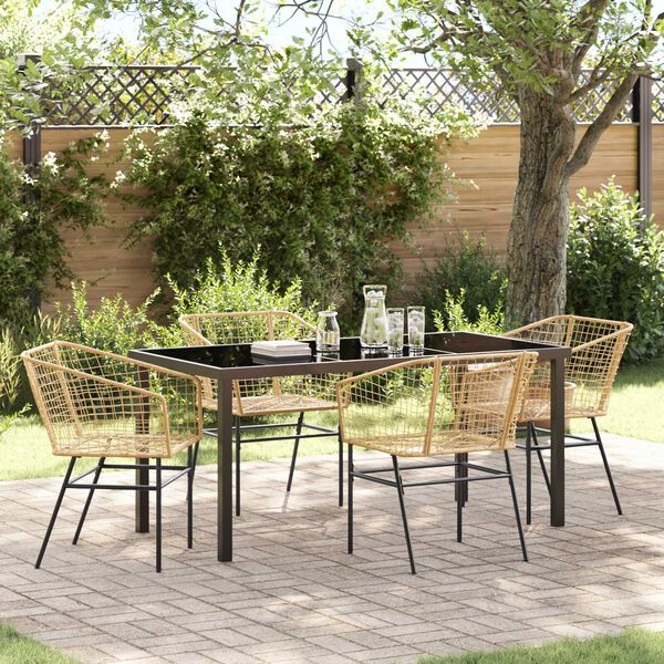 vidaXL Ensemble de salle &agrave; manger pour jardin 5 pcs Marron polyrotin