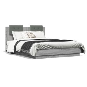 vidaXL Cadre de lit sans matelas sonoma gris 120x190 cm