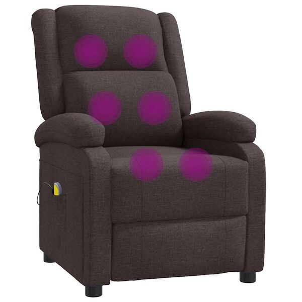 vidaXL Fauteuil de massage Marron fonc&eacute; Tissu