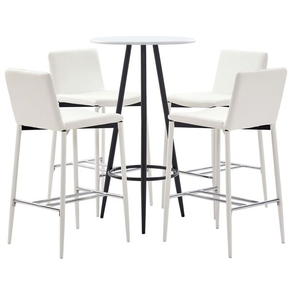 vidaXL Ensemble de bar 5 pcs Similicuir Blanc
