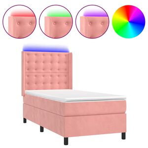 vidaXL Sommier &agrave; lattes de lit matelas et LED Rose 80x200 cm Velours