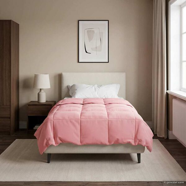 vidaXL Duvet d'&eacute;t&eacute; simple Matelass&eacute; Rose 135 x 220 cm Microfibre