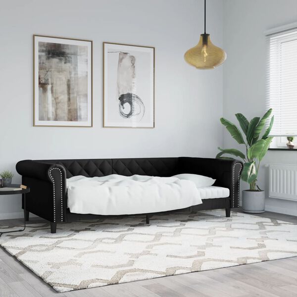 vidaXL Lit de jour sans matelas noir 100x200 cm similicuir