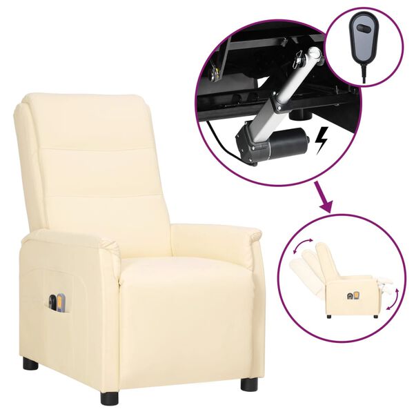 vidaXL Fauteuil de massage électrique Crème Similicuir