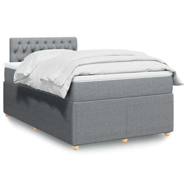vidaXL Sommier &agrave; lattes de lit avec matelas Gris clair 120x200cm Tissu