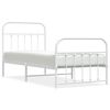 vidaXL Cadre de lit m&eacute;tal sans matelas avec pied de lit blanc 90x200cm