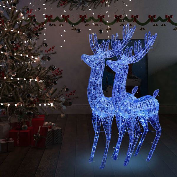 vidaXL Rennes de No&euml;l XXL Acrylique 250 LED 2 pcs 180 cm Bleu