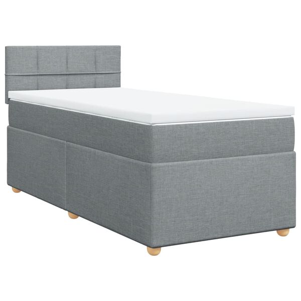 vidaXL Sommier &agrave; lattes de lit avec matelas Gris clair 100x200cm Tissu